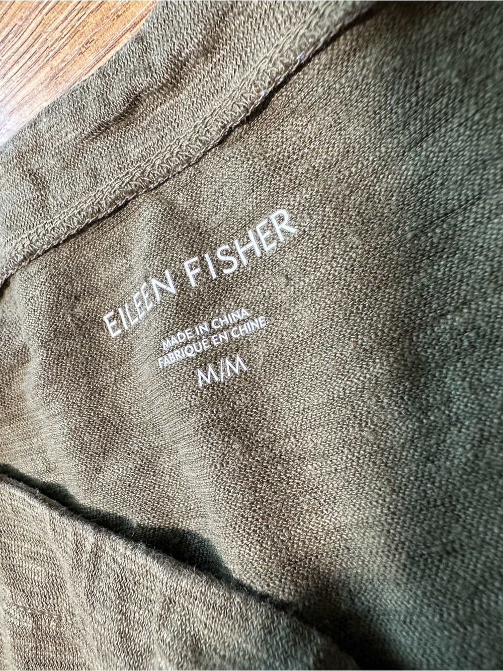 Eileen Fisher Olive Green Short-Sleeve Boxy Hemp/Cotton Top Medium - Picture 3 of 6